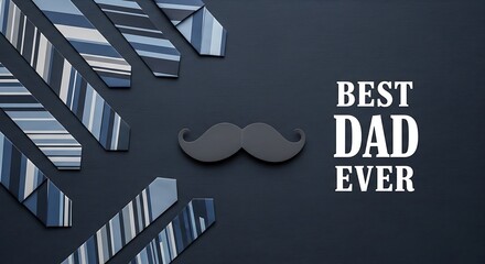 Best Dad Ever Message with Neckties and Moustache Graphic father father's day