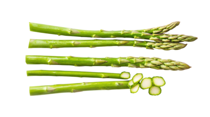 Fresh green asparagus spears isolated on transparent background