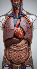 Human Torso Anatomy Showing Internal Organs for Medical Study