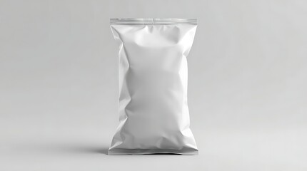 chips, snacks, candy , A white empty snack bag for food packaging , Blank white food pouch