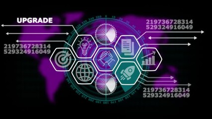 Business Strategy Concept with Icons and World Map Background upgrade - Powered by Adobe