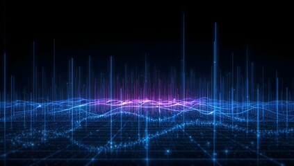 Digital data landscape, futuristic view of data transmission and digital analysis