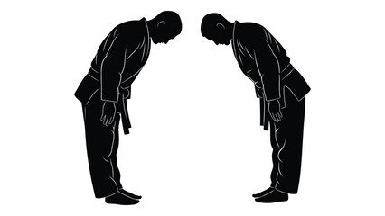Martial arts bow silhouette isolated on white background, Vector