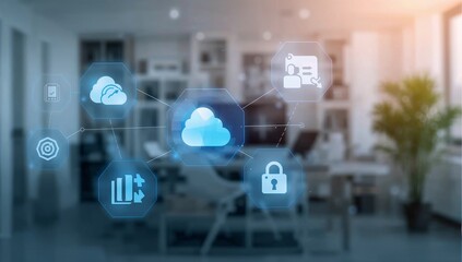 Dynamic cloud technology network connecting secure data, documents, and collaborative workflows for modern business solutions