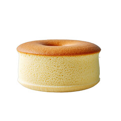 Round Golden Chiffon Cake with Soft Texture Isolated on Transparent Background Highlighting Delicate Crumb Structure and Light Brown Top Crust