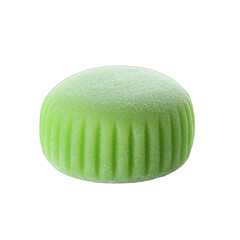Round Green Mochi Dessert With Sparkles Isolated On Black Background