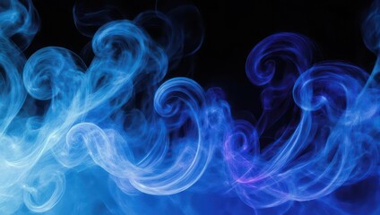 Fototapeta premium Abstract Blue Smoke Swirls on Black Background.
