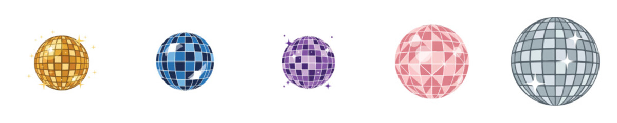 Disco Ball Vector Shiny Flat Design Mirror Sphere for Party Dance Celebration and Event Theme