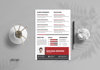 Resume Layout with Red Accents