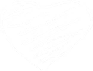 Hand-drawn white paint heart shape isolated on a transparent background. PNG