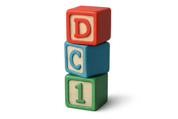 Stacking colorful alphabet and number learning blocks, building early education concepts on transparent background