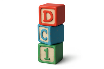Stacking colorful alphabet and number learning blocks, building early education concepts on transparent background
