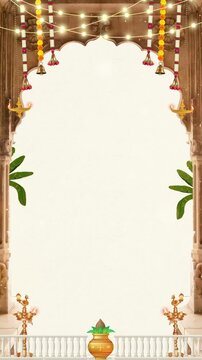 Wedding Invitation Beige Cartoon Style Blank Background Video