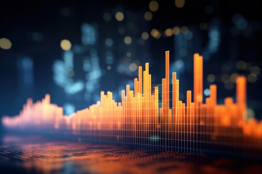 Data on blurry digital background lighting urban city.