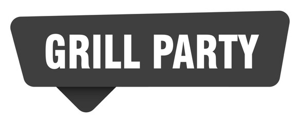 grill party black sign isolated on transpatent background. grill party sticker