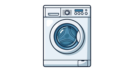 Modern Front Load Washing Machine Appliance Illustration.