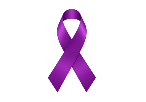 Purple awareness ribbon isolated on transparent background