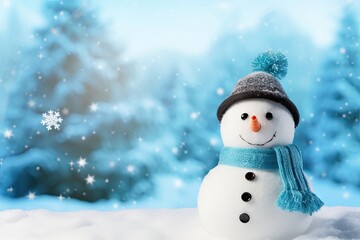 Fototapeta premium Snow man winter christmas outdoors.