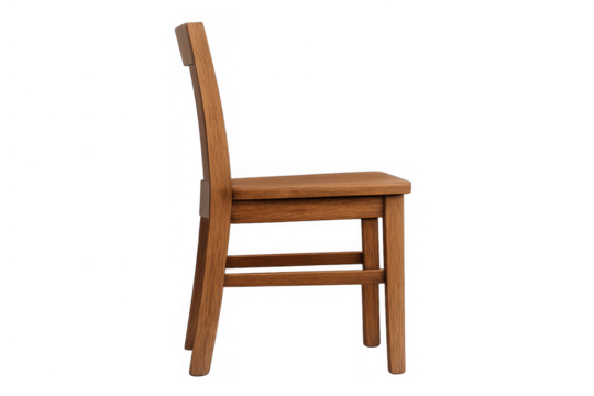 Wooden chair a simple design item for home, office or restaurant interiors, isolated on transparent background