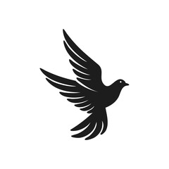 Obraz premium Elegant Silhouette of a Dove in Flight with Detailed Wings.