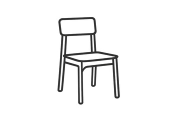 Chair outline drawing depicting empty seating furniture, minimal sketch line art, transparent background