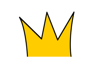 Yellow crown doodle icon with bold black outline for stickers, badges, highlights and creative graphic designs