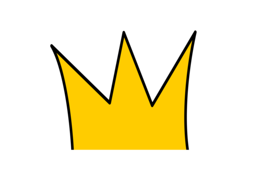 Yellow crown doodle icon with bold black outline for stickers, badges, highlights and creative graphic designs