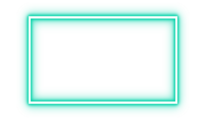 Neon turquoise glowing rectangular frame for modern highlights, overlays, UI elements and graphic design accents