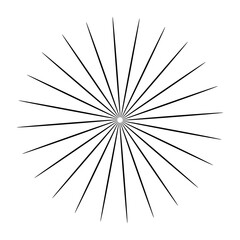 Obraz premium Minimal black radial burst with thin lines for highlights, sunburst effects and modern graphic overlays