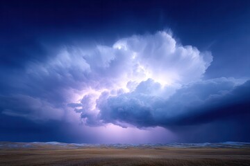 Storm's Embrace: A breathtaking spectacle unfolds as a thunderstorm brews, showcasing dramatic cloud formations and electric energy across the vast landscape. 