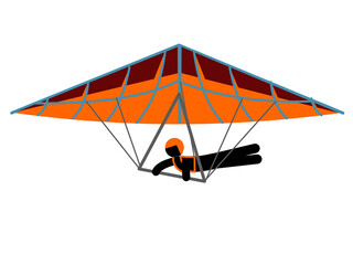 Orange hang gliding scene isolated on transparent background. Vibrant aerial movement with strong energetic tone.