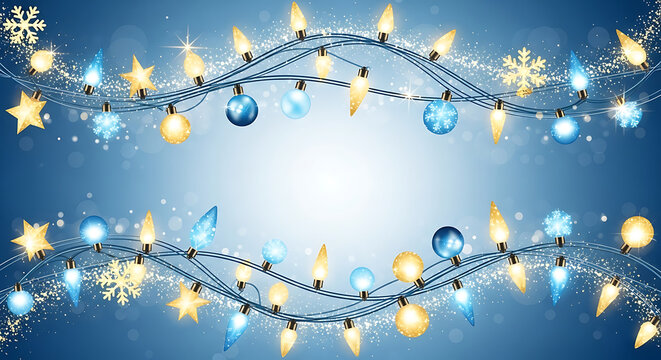 Sparkling winter holiday magic with festive lights, ornaments, and snowflakes creating a bright and joyful celebration scene perfect for seasonal greetings