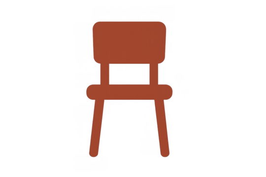 Brown chair icon illustrating seating comfort and furniture design with flat minimal style