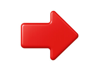 Red 3d glossy arrow pointing right symbol for navigation, direction, next, forward, business concepts