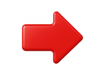 Red 3d glossy arrow pointing right symbol for navigation, direction, next, forward, business concepts