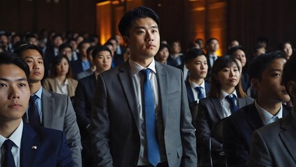 Diverse Audience of Focused Professionals Attending a Conference or Seminar