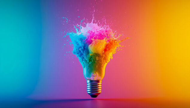 Colorful lightbulb idea creativity innovation inspiration concept art