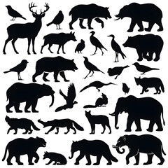 wild animals silhouettes