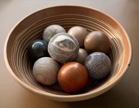 artisan pottery bowl with assorted spheres - Powered by Adobe