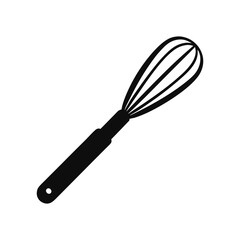 Simple silhouette of a whisk on a black background