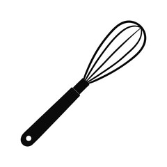 Simple black silhouette of a whisk on a black background