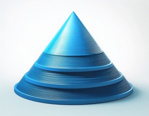 geometric blue pyramid or funnel with four layers for business concepts isolated on white background