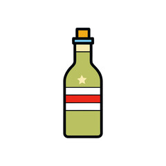 Stylized bottle with star and stripes design on black background
