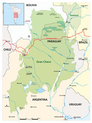 Map of the semi-arid lowland region Gran Chaco in South America