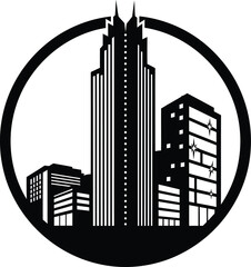 City skyline logo design vector illustration black and white modern art eps silhouette