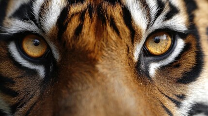 Intense close up captures the piercing amber eyes of a large wild feline.