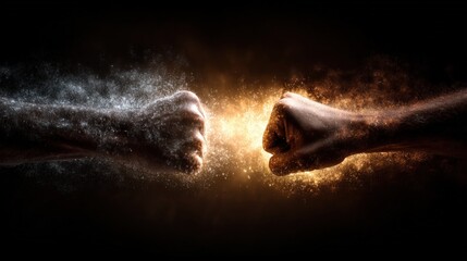 Obraz premium Conflict Concept - Two Fist In Impact.