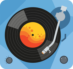 Vintage record player vector illustration music audio equipment design eps silhouette