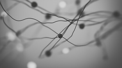 flowing neural network lines with depth of field, glossy nodes, tech aesthetic, copy-friendly negative space