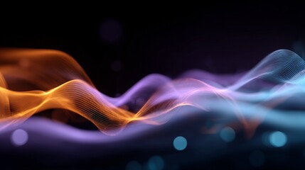 Innovative patterns: flowing digital waves in science. Human computer. Seamless flow of particle waves in advanced technology. Technology progress. Ai collaboration.